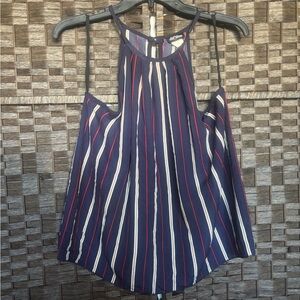 Striped Sleeveless Top - Navy, Red, White